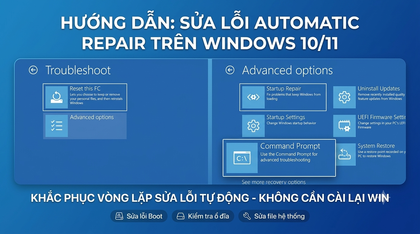 sửa lỗi màn hình xanh automatic repair